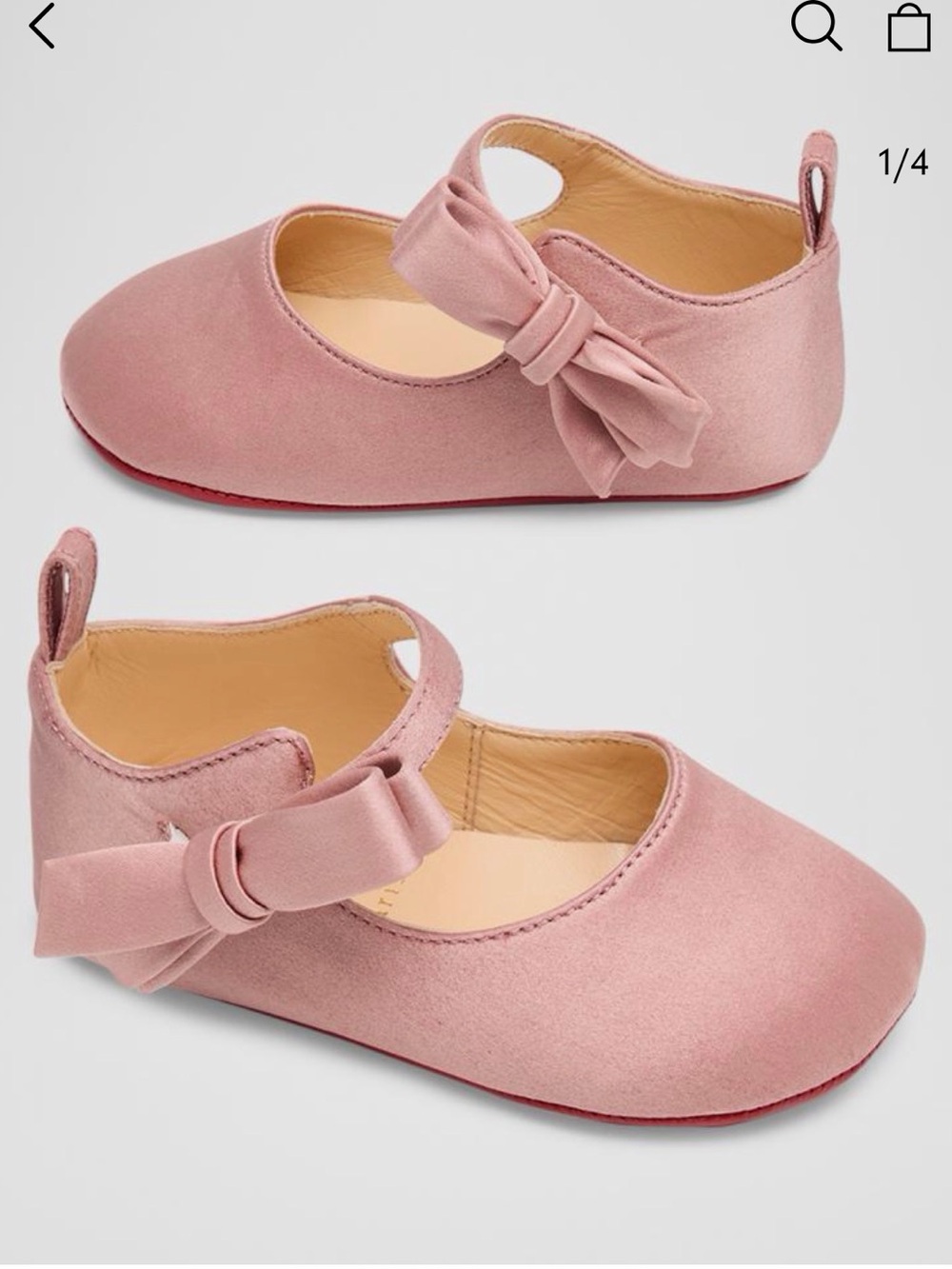 Christian louboutin lou babe crepe satin ballet flats pink walker
